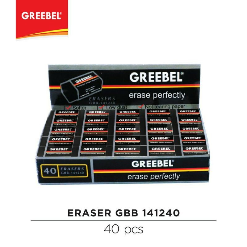 

GREEBEL Penghapus Hitam / Eraser Black Gbb 141240 (Box / 40Pcs)
