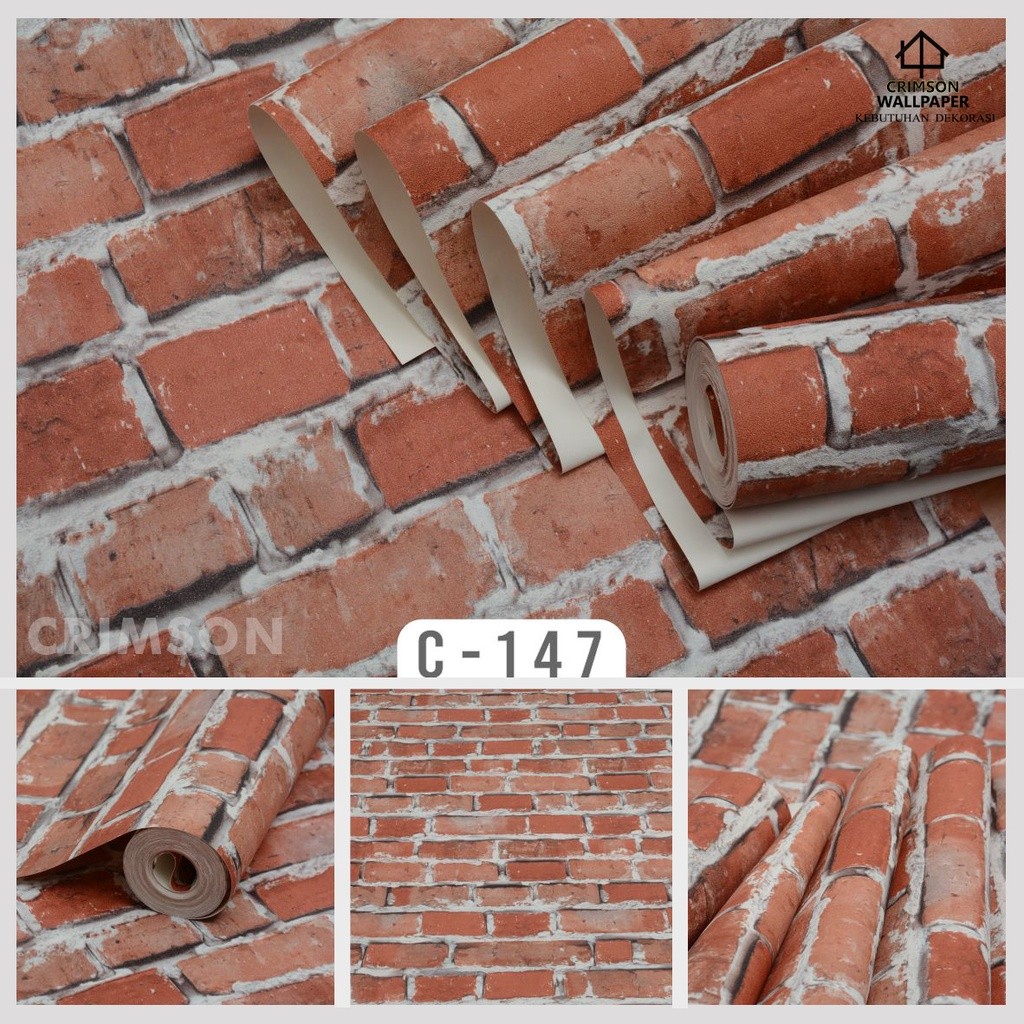 Wallpaper Dinding Motif Bata Vinyl Premium