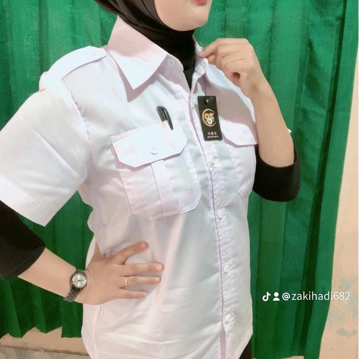 ASLI Kemeja Putih Pdh Wanita Lengan Pendek Seragam Putih Perawat Wanita Baju Dinas Putih Pdh Pns