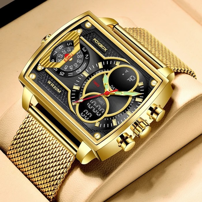 LIGE Brand Luxury Men's Military Watch Fashion Square Digital Watch