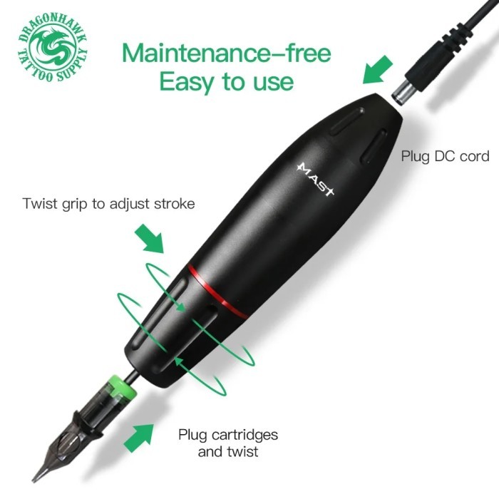 Mast Rotary Tattoo Pen Dragonhawk Stable Work Alloy Makeup Machine