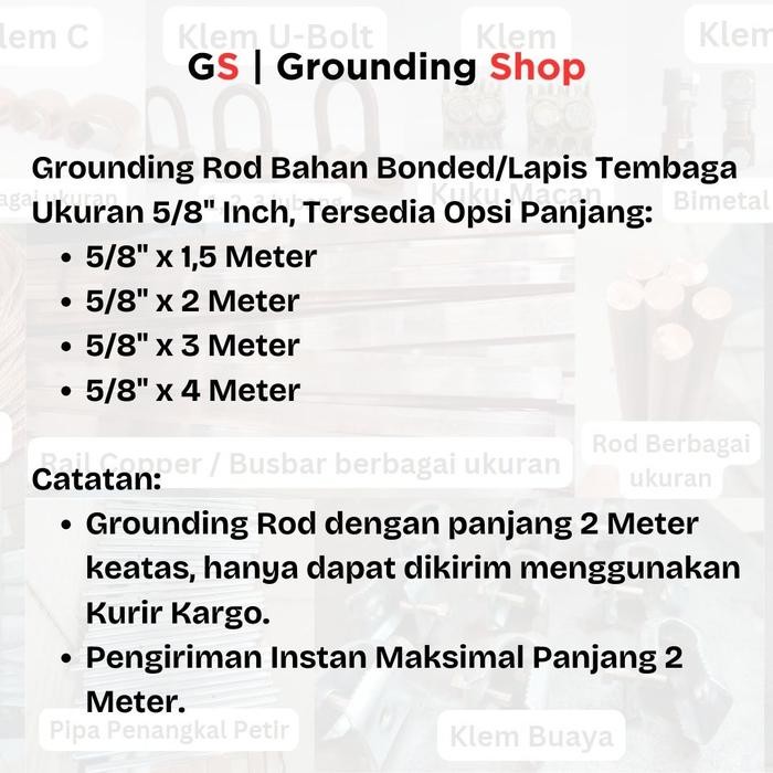 Top Rod Copper Bonded 5/8 X 4 Meter / Stik Grounding Rod Copper Bonded -