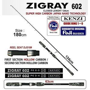 Joran Kenzi Zigray 602 Pe2-3 Pe3-4 Fuji Guides Jigging Spinning Pancing Jig