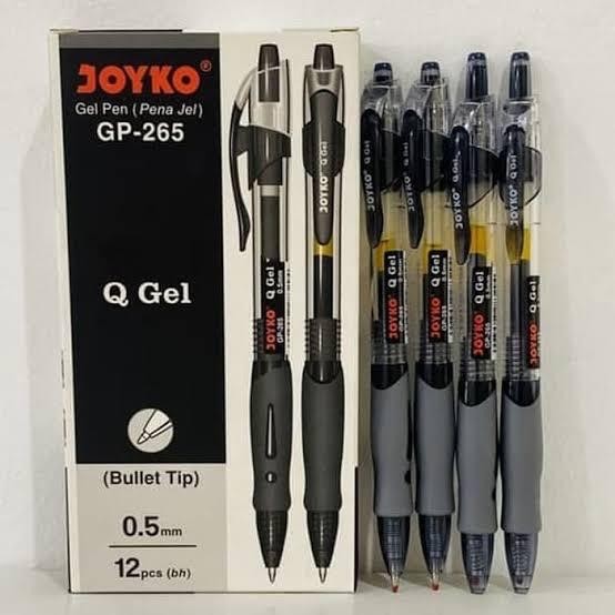 

Ready JT (1 Pak Isi 12Pcs) Bolpen Bolpoin Pena Gel pen pulpen pena joyko Q gel gp-265 0,5 mm hitam