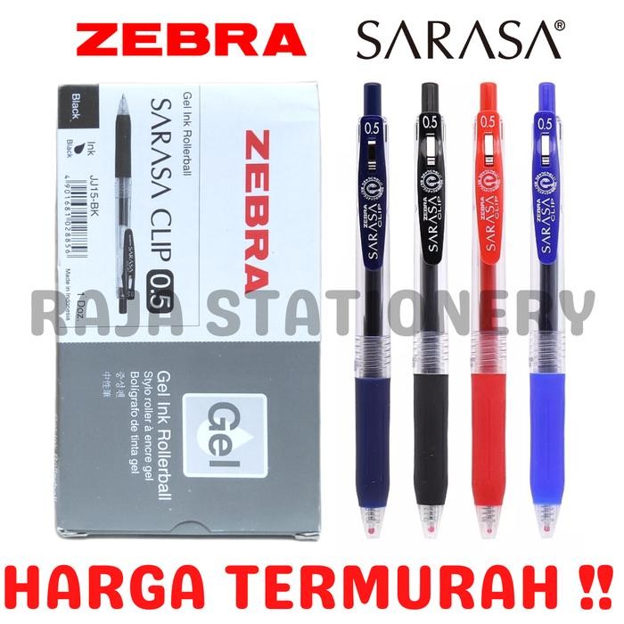 

Ready JT Zebra Gel Pen Sarasa 0.5 0.7 Black Blue Red Green Gel Pen Clicker / Pulpen Pen Sarasa Hitam