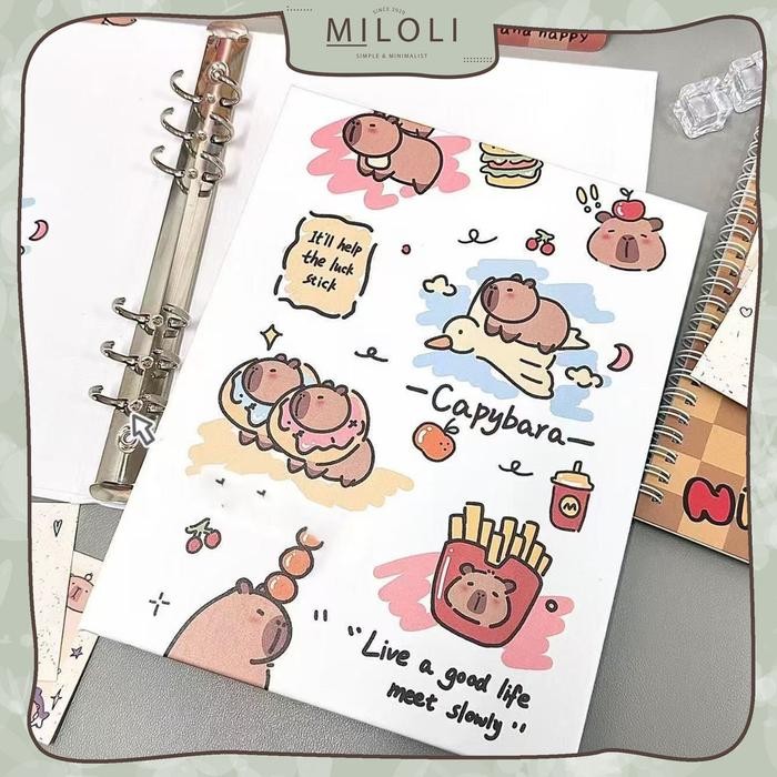 

Ready JT [MILOLI] 6 Rings Binder A5 WHITE CARTOON CAPYBARA BuJo Aesthetic Binder - E0063