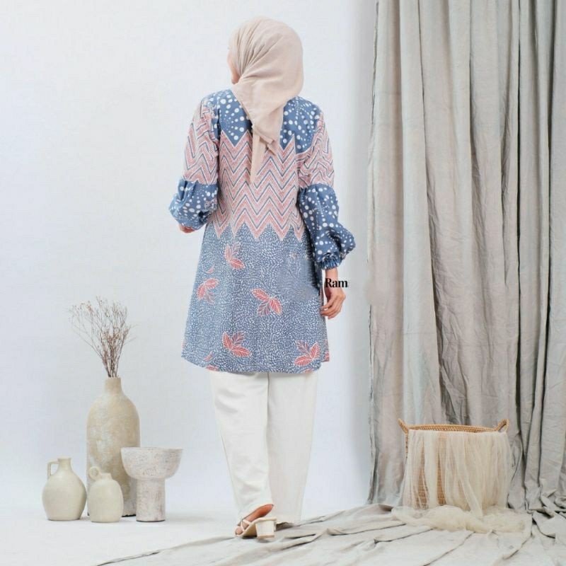 BESTPROMO ATASAN BATIK WANITA ATASAN BATIK TUNIK SOFT FULL KANCING DEPAN
