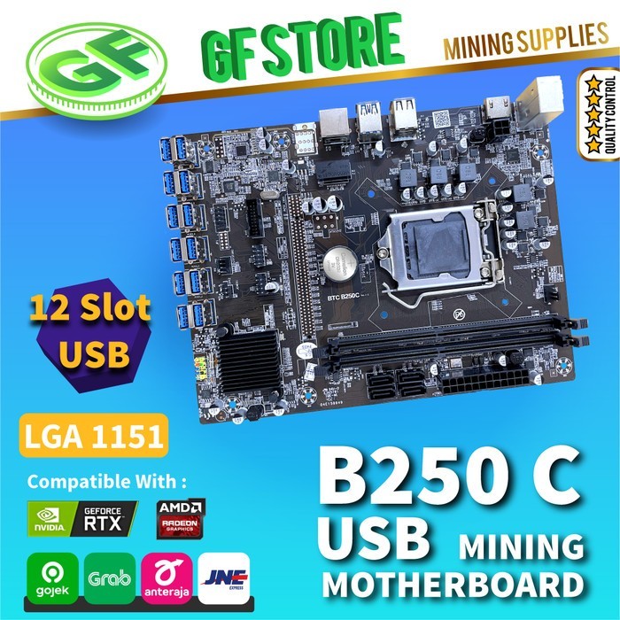 MINING MOTHERBOARD B250 USB - LGA 1151 - 12 GPU VGA USB MINING BEST SELLER