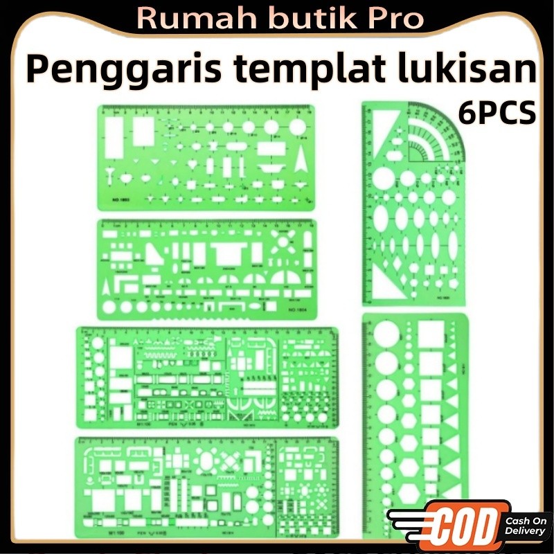 

6Pcs Penggaris bentuk arsitek desain interior alat desain Alat tulis perlengkapan sekolah