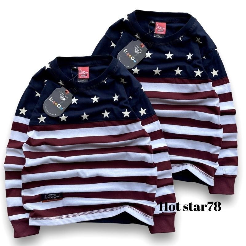 BAJU KAOS DISTRO ANAK LENGAN PANJANG BAHAN SALUR / KAOS SETRIP ANAK USIA 1-12 TAHUN/KAOS SALUR 2 CM