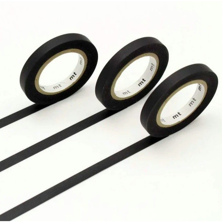 

MT Slim Washi Tape Set of 3 Matte Black - 2 Size