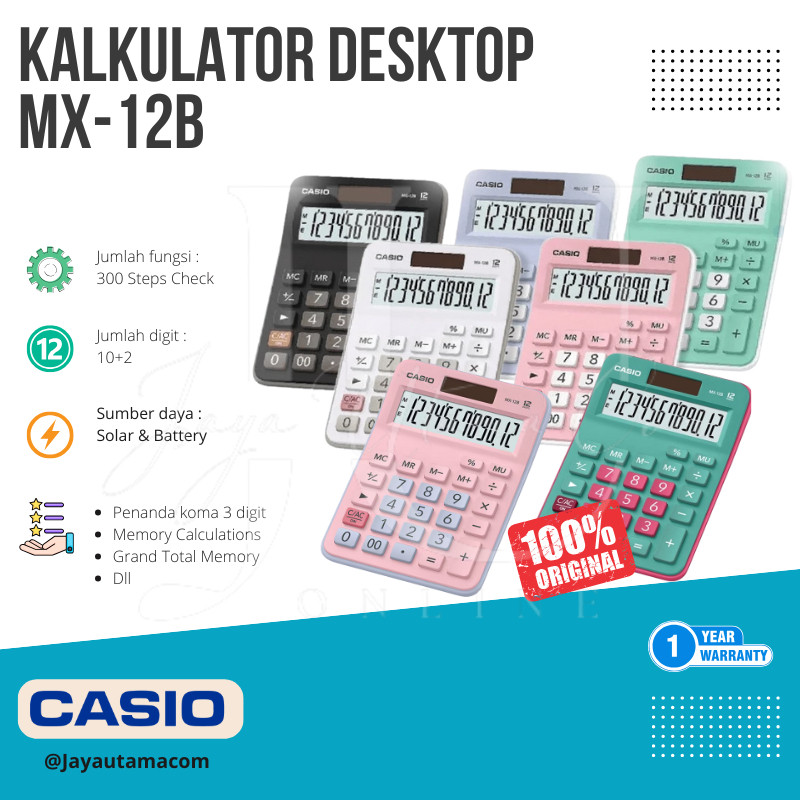 

Casio MX 12B Kalkulator Desktop Kalkulator Mini 12 Digit Original