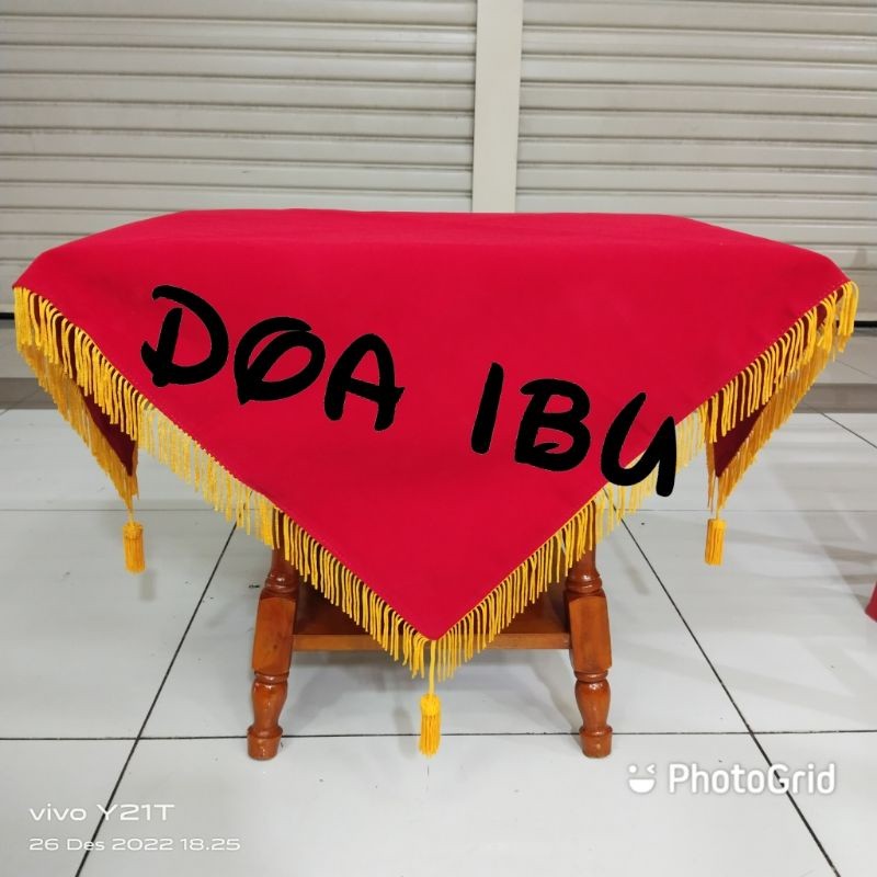 

best seller alas baki upacara bendera alas baki paskibra polos pake rumbai warna merah ready stock