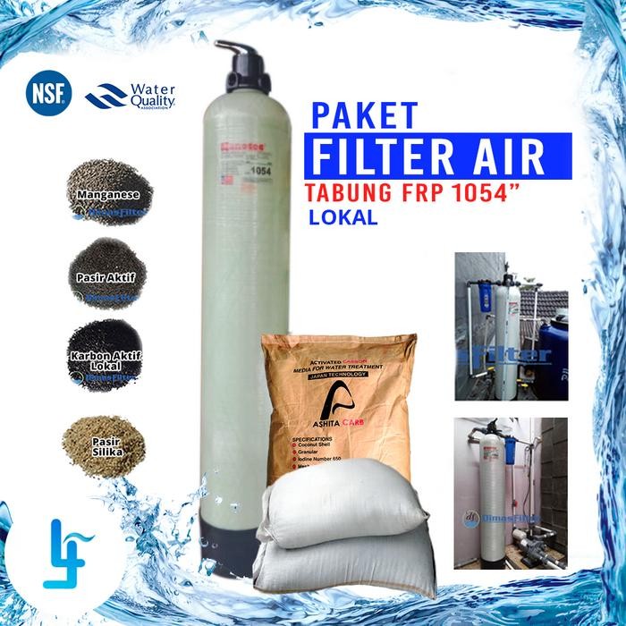 PREMIUM Paket Tabung Filter Air FRP 1054'' Plus Isi Media