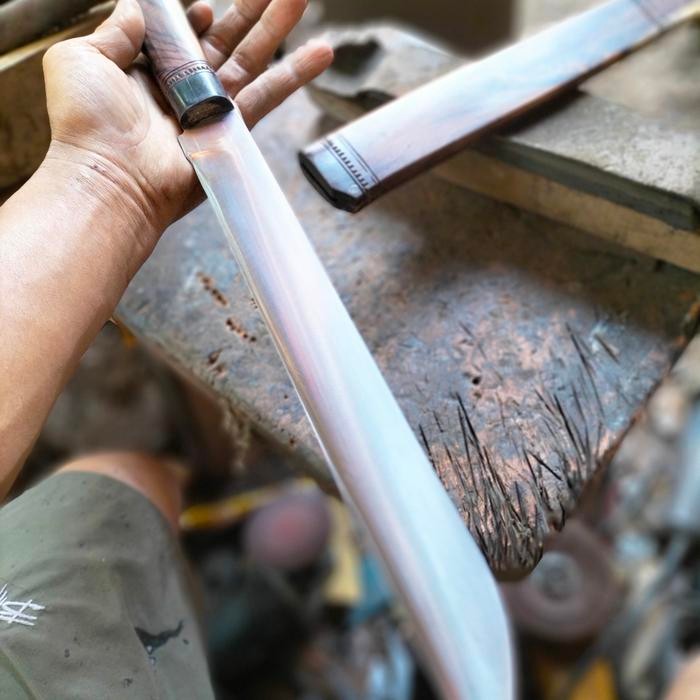 PREMIUM pisau sembelih baja L6 proses sepuh air tajam siap pake kayu sonokeling natural exsotis