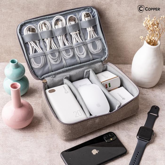 Copper Travel Organizer LARGE ( Storage Powerbank / kabel / Charger )