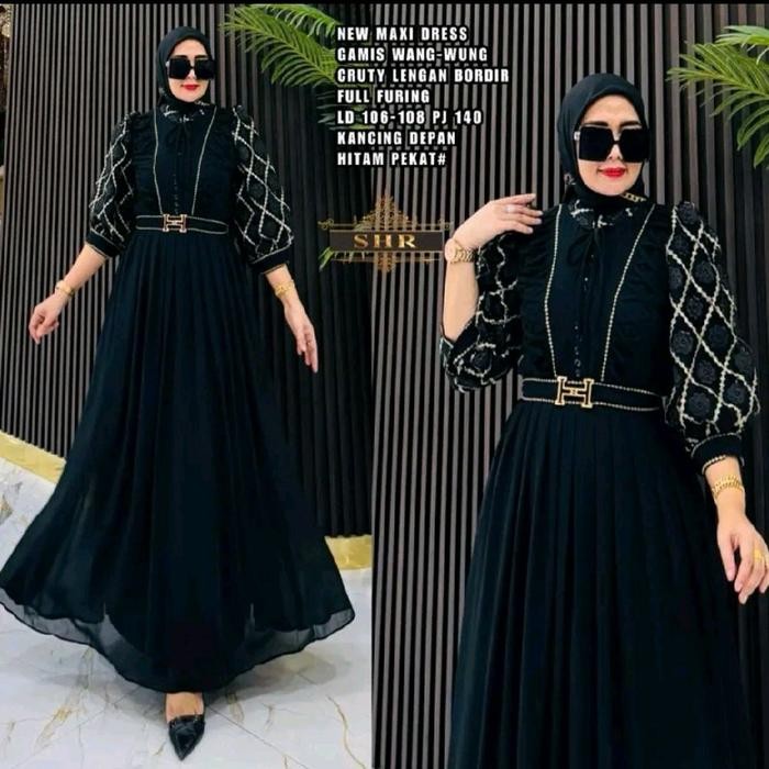 Gamis SHR Edisi Lebaran 2025 Kode#Al Dres Wolfis/Ceruty Imforpt Mewah Remaja Dewasa Muslim - Maxi,
