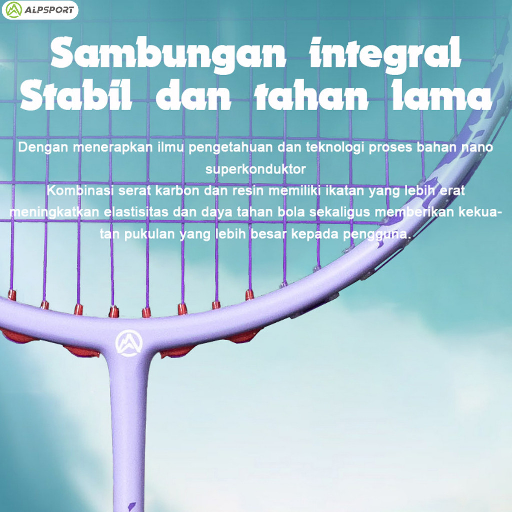 ALPSPORT New SD 4U Max 28LBS 100% Full Carbon Fiber Pro Raket Badminton Desain Strung Raket
