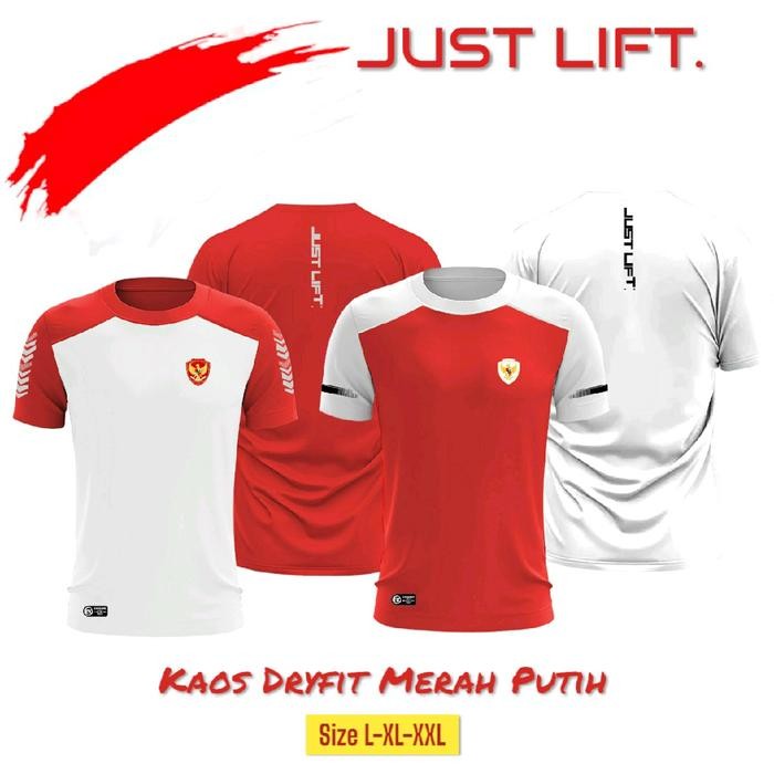 SIAPKIRIM BIG SIZE Kaos Dryfit Premium Merah Putih Garuda Indonesia Baju Atasan OlahDewasa Pria