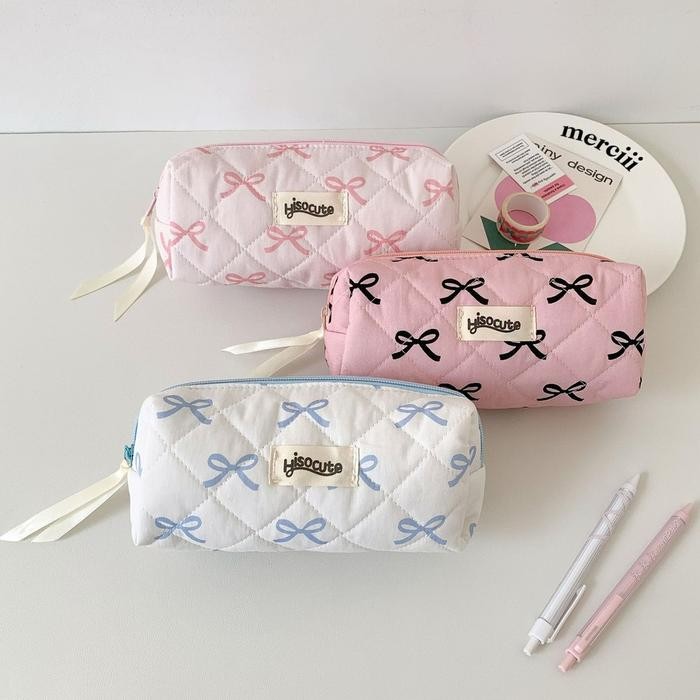 

Ready JT SHINSDAY Tempat Pensil Pouch Makeup Tas Kosmetik Kotak Pensil Bow Pita Coquette Y2K