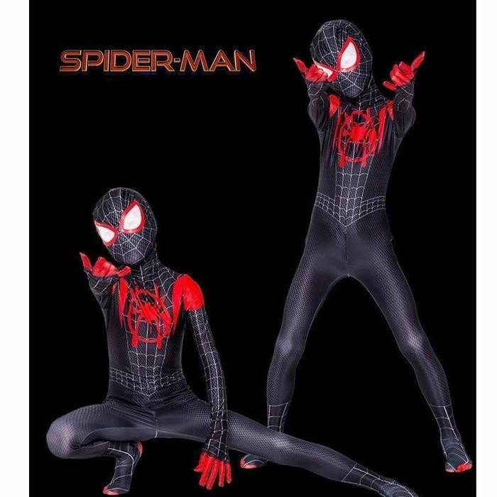 KOSTUM SPIDERMAN Merah Hitam Baju Cosplay SUPERHERO Anak Dan dewasa + Topeng Classic Halloween