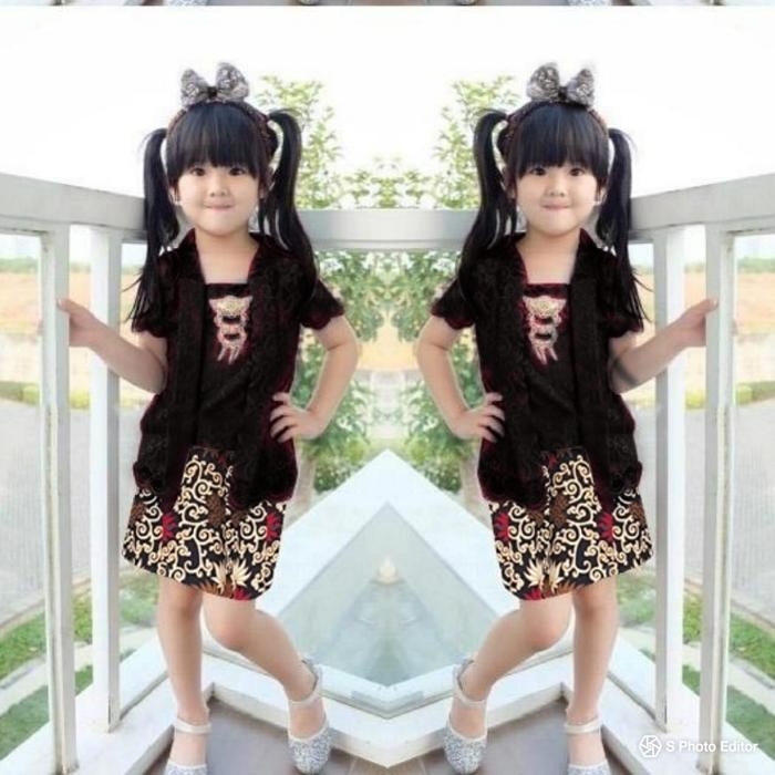 Kebaya Anak Perempuan Lengan Pendek Rok Batik FREE BANDO Baju Kebaya Bayi dan Anak Brukat Modern Set