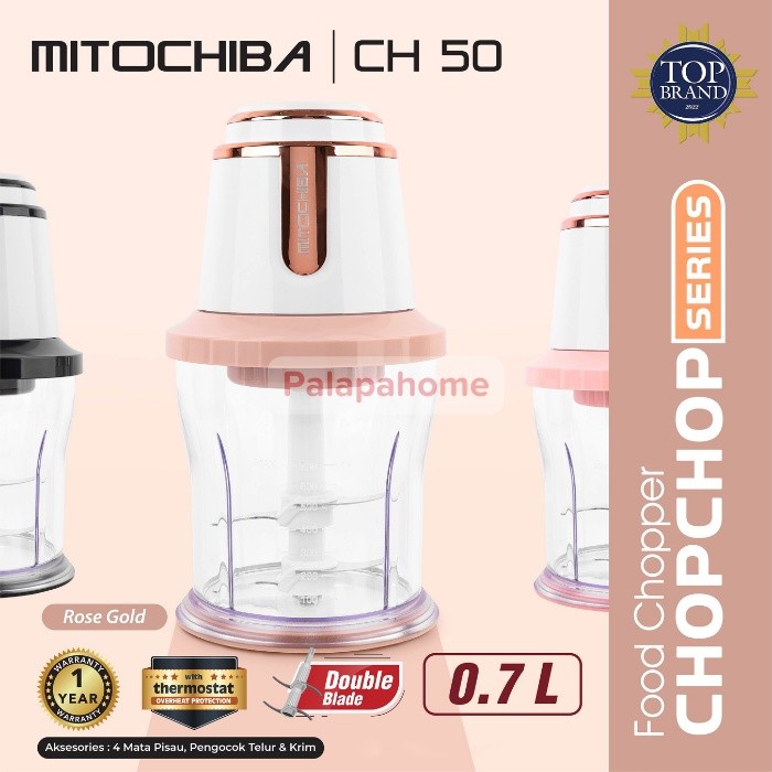Mitochiba Chopper CH 50 Kecil 0.7L Mini Coper Mito CH50 Warna Warni Blender Bumbu Daging Mpasi
