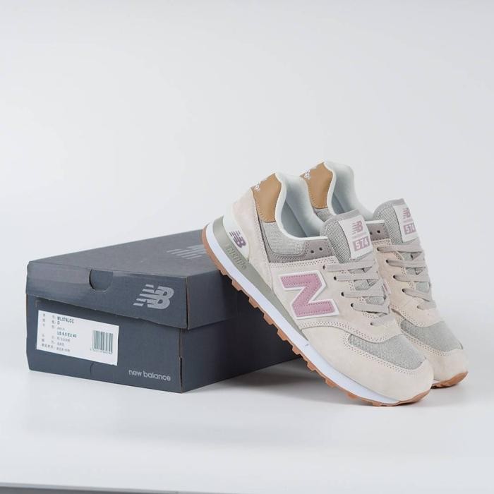 Sepatu Nb New Blance Women 574Lcc Beige Pink