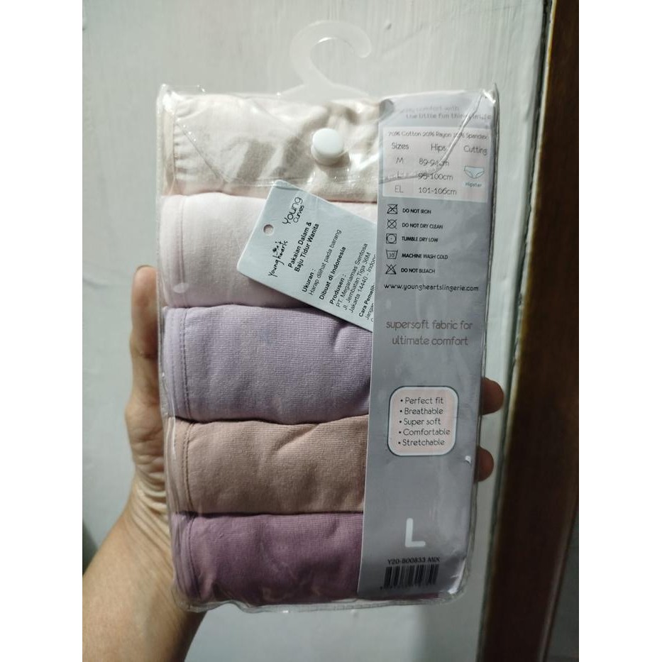 YOUNG HEARTS PANTY PACK MODEL HIPSTER LOW WAIST BASIC-833