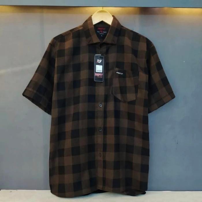 KEMEJA FLANEL ORIGINAL LENGAN PENDEK PRIA DEWASA MOTIF CATUR KOTAK KOTAK KEMEJA KASUAL UKURAN JUMBO