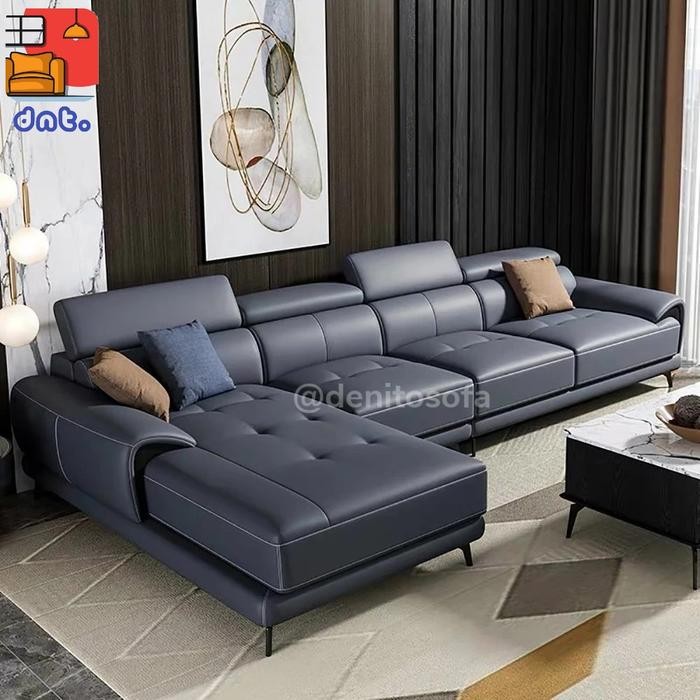 Terlaris Sofa Minimalis Leter L-Sofa L-Sofa Ruang Tamu-Sofa Kulit-Sofa L Sudut