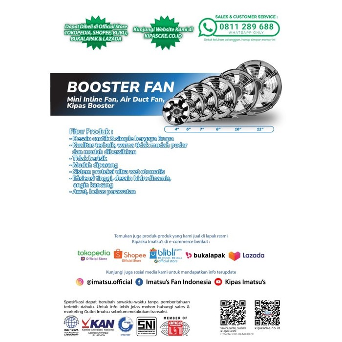4" Inch Mini Inline Fan/Booster Fan 4 inch / Kipas Booster /Air Duct Fan/Exhaust Fan Duct Inline