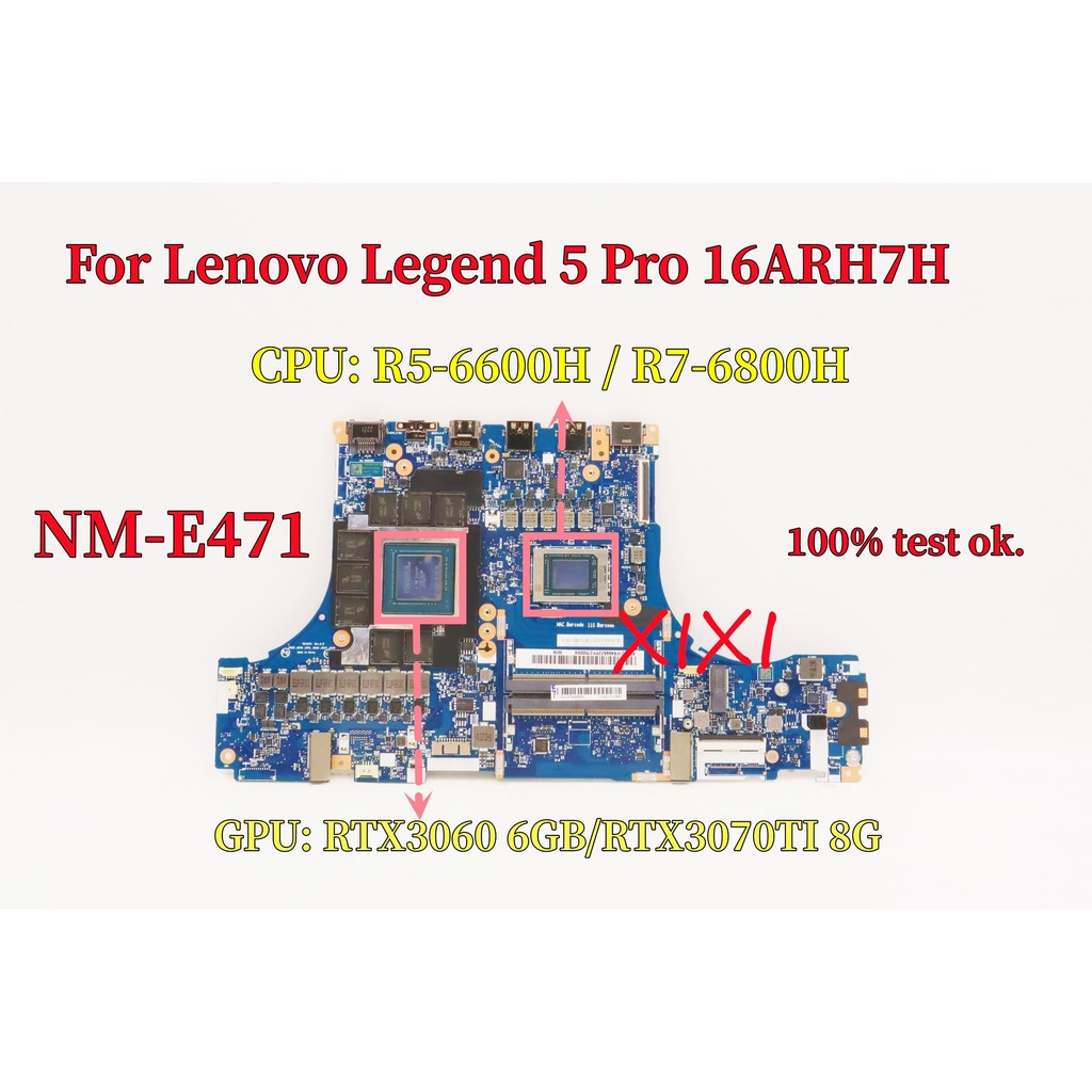 NM-E471 Mainboard For Lenovo Legion 5 Pro 16ARH7H Laptop Motherboard With R5-6600H/R7-6800H RTX3060 