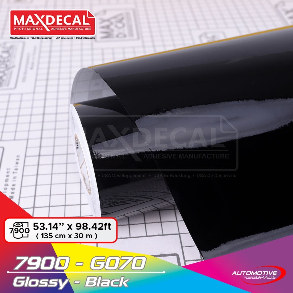 [Per Meter] MAXDECAL 7900 070 B 135 cm Hitam Gloss e Doff Skotlet Vinyl Sticker Lentur