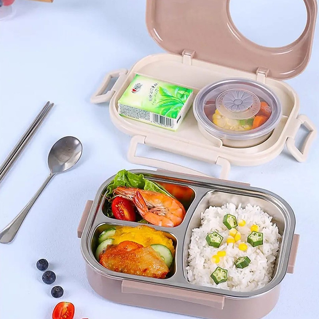 WWEISHOP Lunch Box Kotak Makan 3 Sekat 4 Sekat Dan 5 Sekat Stainless / Lunch Box Stainless Tahan