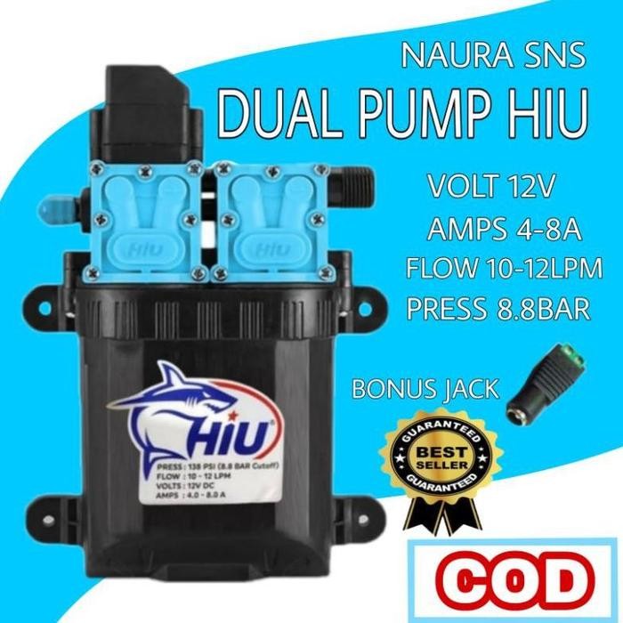 Ready JT Dual Pump Hiu 12V 8Lpm 8.8 Bar / Mesin Pompa Air DC 12volt 320 PSI /