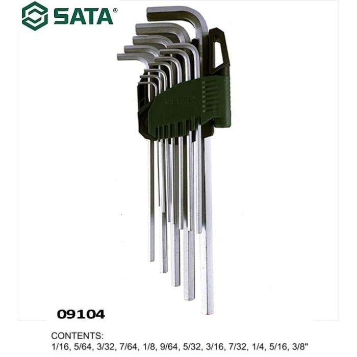SATA 09104 Kunci L Inci Panjang Set 12 Pcs Extra Long Point SAE