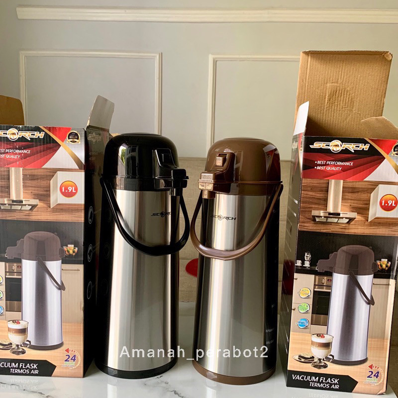 Termos Air Panas Pencet Scorch 1,9 Liter Stainless Steel Termos Pencet Scorch