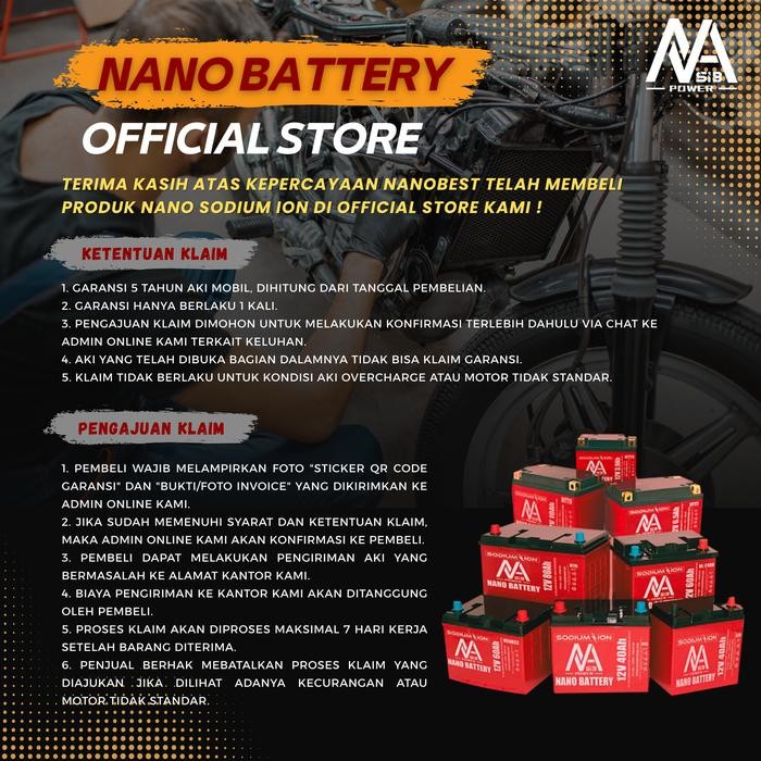 NANO BATTERY Aki Mobil Sodium Ion Aki Mobil Sodium Ion NA-1240S(45) 12V 40 AH Aki Kering Garansi