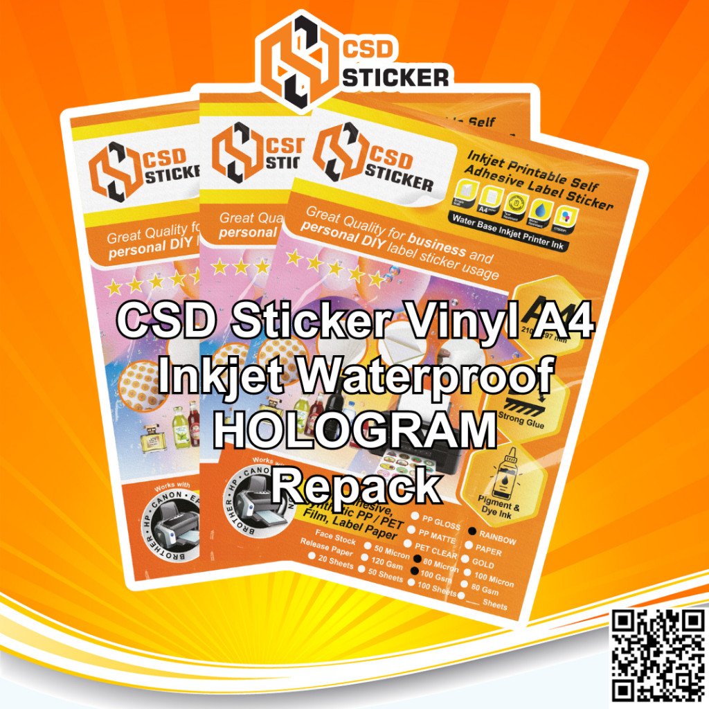 

CSD Sticker Vinyl Inkjet Hologram A4 Stiker Label Rainbow - Ecer