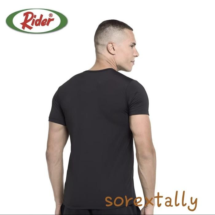 Rider Xtracool Kaos Oblong Pria R258 BWH - Round Neck Hitam Polos