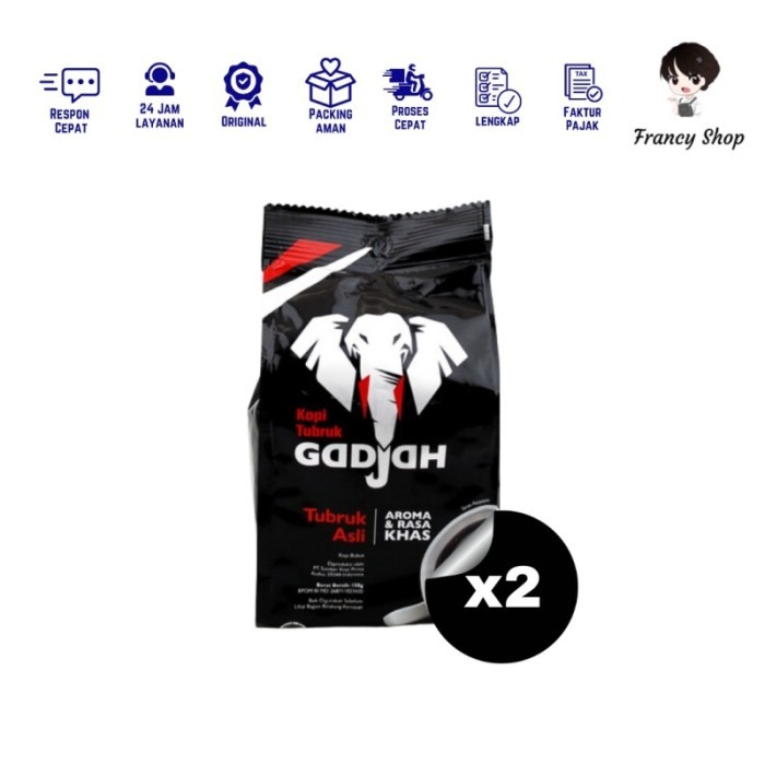 

Paket Murah Kopi Tubruk Gadjah Asli Pouch 138 gr x2 Pcs