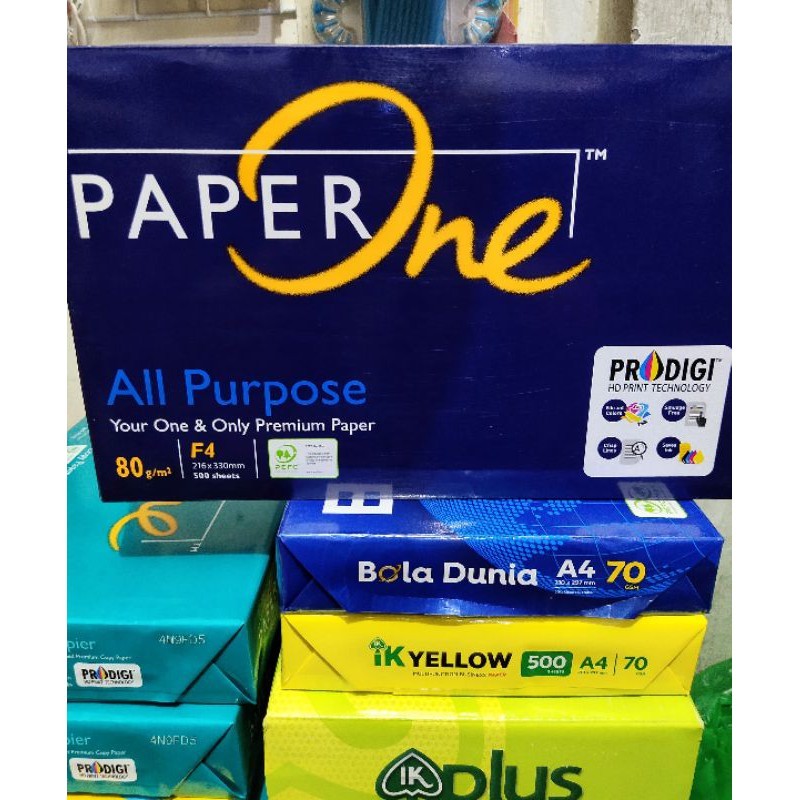 

Kertas HVS Folio / F4 80gram Paper One (1 rim) SameDay & instant