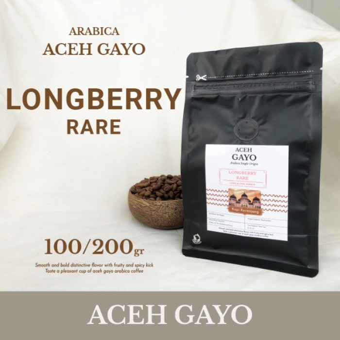 

Arabica Aceh Gayo Longberry Rare Kopi Bean, Bubuk 100-200gr
