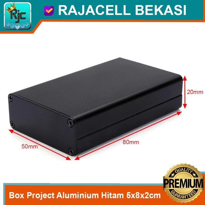 PROMO Box Aluminium Project Case Enclosure Metal 5x8x2cm Warna Hitam