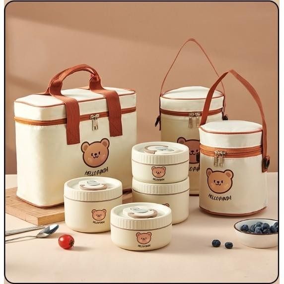 SIAPKIRIM Lunch Box Stainless Tempat Bekal Tempat Makan Stainless Bekal Makan Set 304 Baja Tahan
