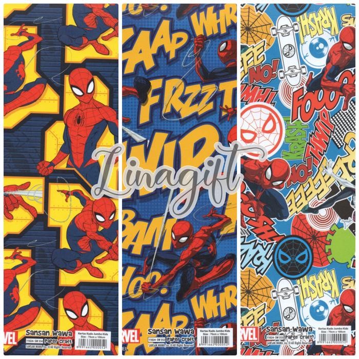 

Pesta- JUMBO SANWA - KERTAS KADO SANSAN WAWA SUPERHERO SPIDERMAN AVENGERS