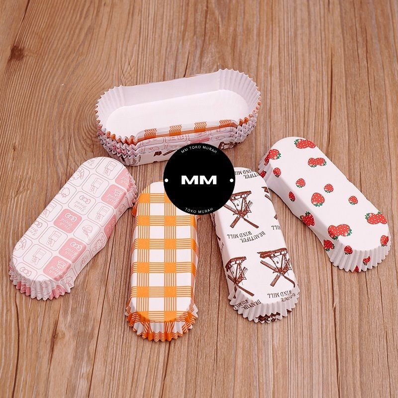 200Pcs Paper Cup Roti Oval / Paper Cup Case Roti / Kertas Roti Anti Lengket