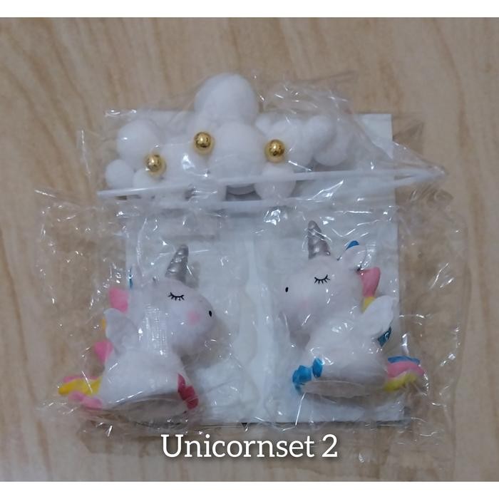 Pesta- Cake Topper Unicorn / Awan (isi 9pcs)