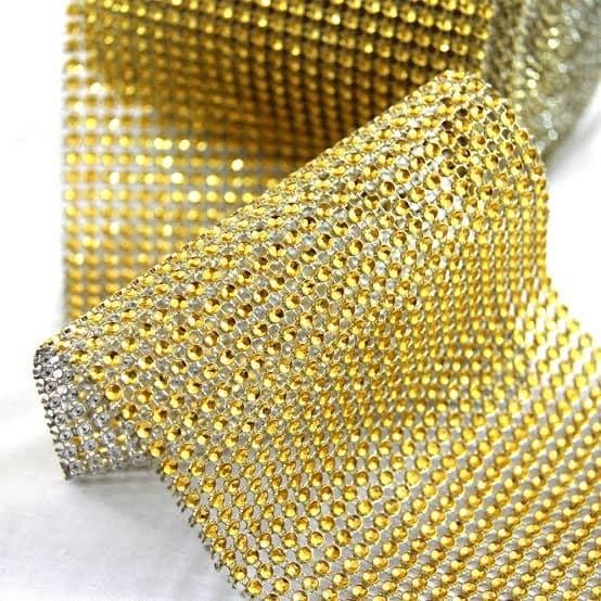 

Pesta- Diamond ribbon GOLD 1 meter / pita diamond hiasan cake decoration